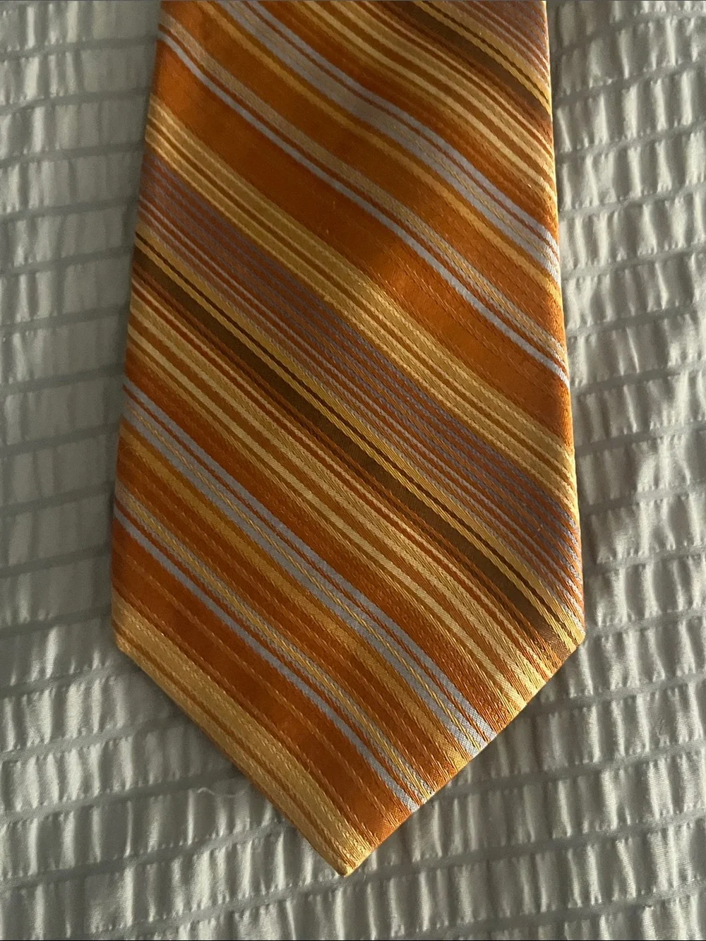 Ted Baker London 100% Silk Orange Striped Neck Tie EUC